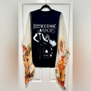 Fleetwood Mac "Rumours" Graphic Tee with Floral Kimono Overlay